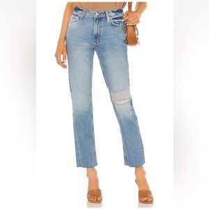 We The Free People Blue Raw Hem High Rise Vixen Cigarette Denim Jeans 29 nwt